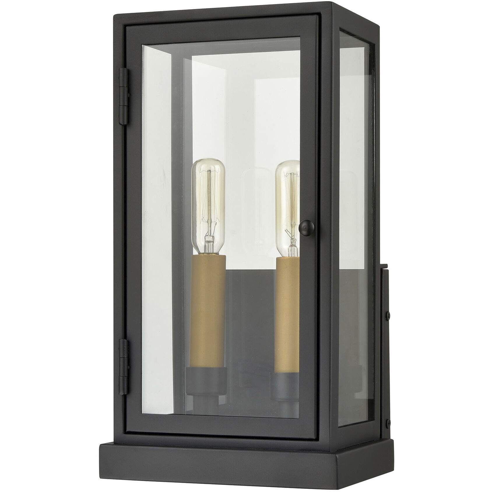 Foundation 2 Light 13 inch Matte Black with Aged Brass Outdoor Wall Sconce