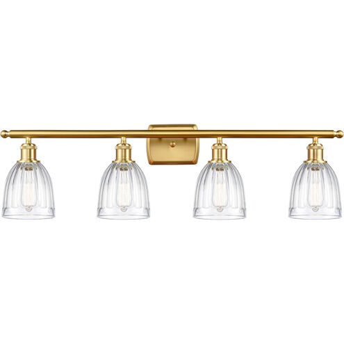 Ballston Brookfield LED 36 inch Satin Gold Bath Vanity Light Wall Light in Clear Glass, Ballston