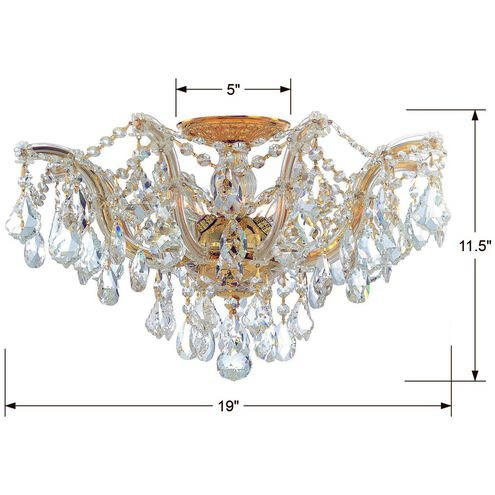 Maria Theresa 5 Light 19 inch Gold Semi Flush Ceiling Light in Clear Hand Cut