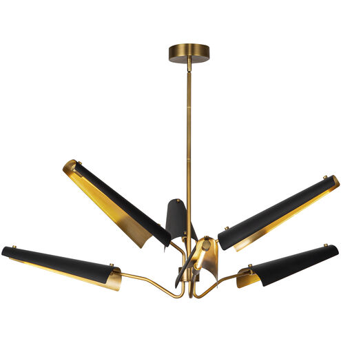 Osorio LED 46.13 inch Matte Black and Vintage Brass Chandelier Ceiling Light