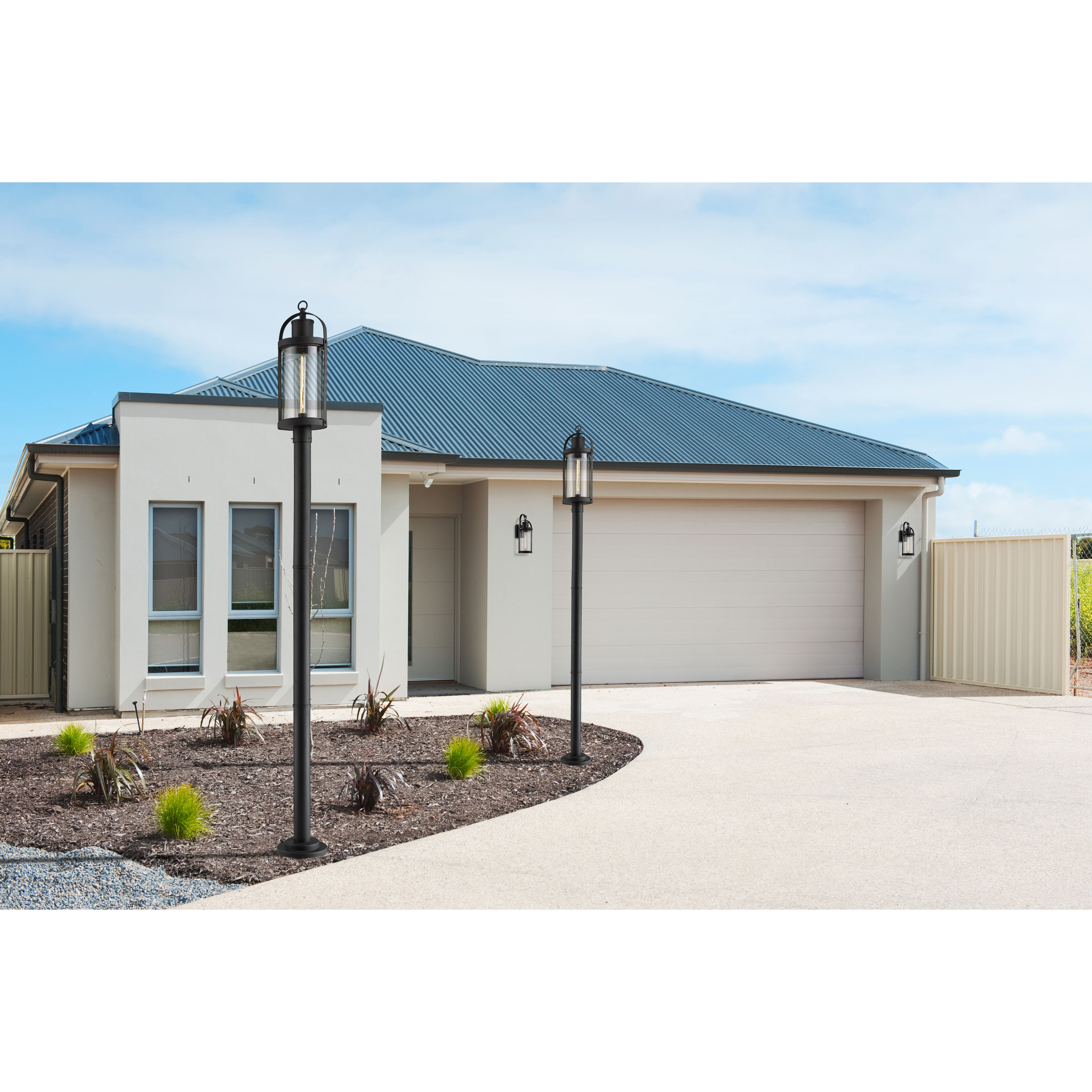 Roundhouse 1 Light 98.5 inch Black Outdoor Post Mounted Fixture in 17.75