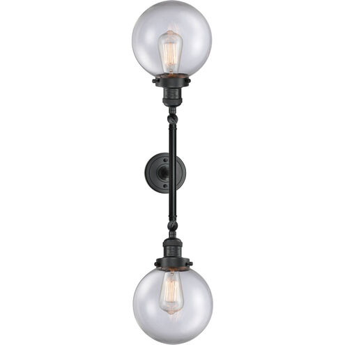 Franklin Restoration Large Beacon LED 19 inch Matte Black Bath Vanity Light Wall Light in Clear Glass, Franklin Restoration