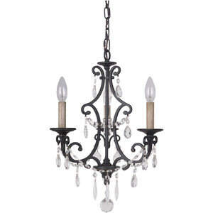 Bentley 3 Light 14 inch Matte Black Chandelier Ceiling Light