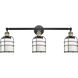 Franklin Restoration Small Bell Cage 3 Light 31 inch Black Antique Brass Bath Vanity Light Wall Light in Matte White Glass, Franklin Restoration