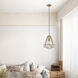 Geometric 1 Light 12 inch Antique Brass Mini Pendant Ceiling Light