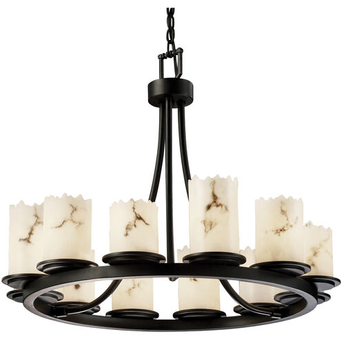 Lumenaria 12 Light 28 inch Matte Black Chandelier Ceiling Light in Cylinder with Broken Rim, Incandescent