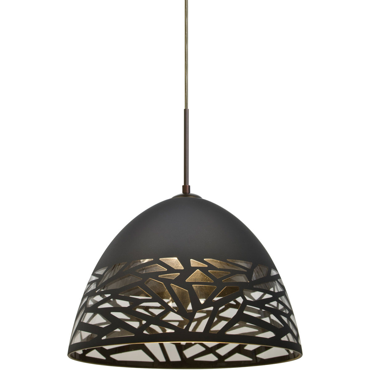 Kiev LED Bronze Cord Pendant Ceiling Light in Black Glass