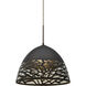 Kiev LED Bronze Cord Pendant Ceiling Light in Black Glass