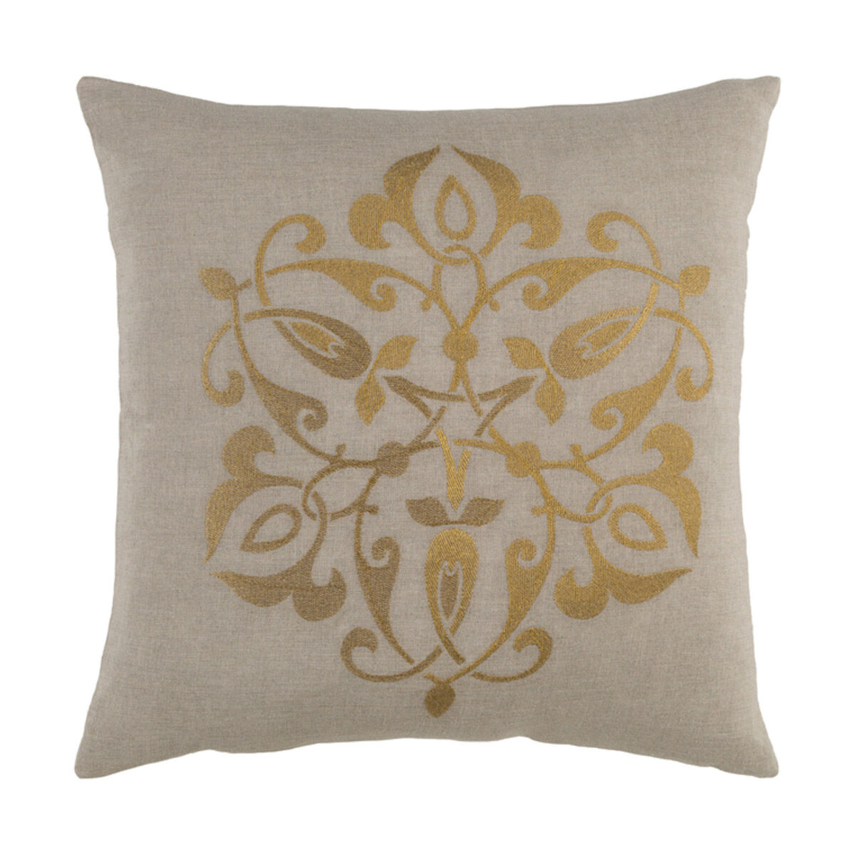 Ravati 20 X 20 inch Gold and Light Gray Throw Pillow