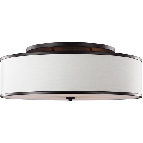 Cosenza 5 Light 30 inch Oil Rubbed Bronze Semi-Flush Mount Ceiling Light, Ivory Linen