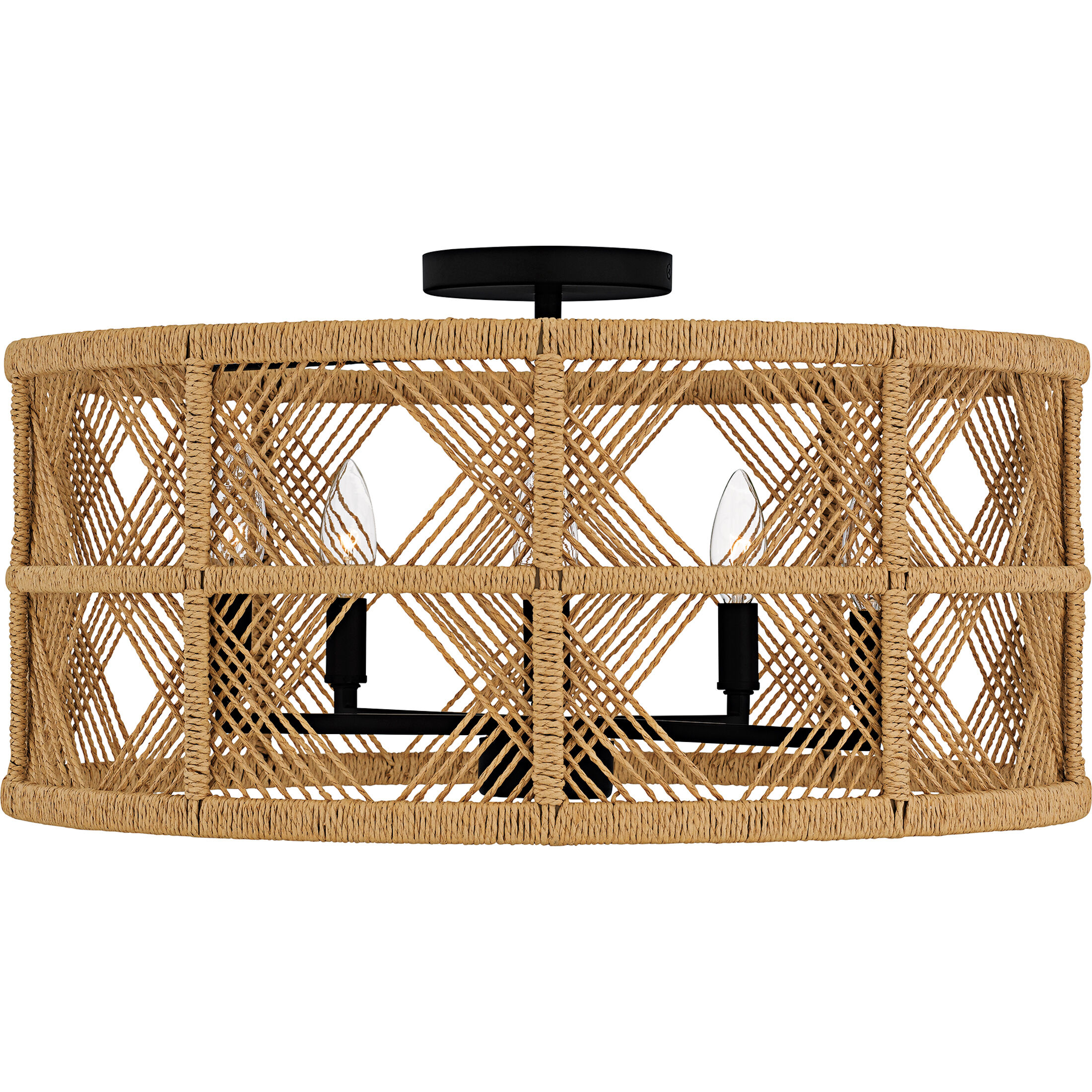 Axford 5 Light 22 inch Matte Black Semi-Flush Mount Ceiling Light, Extra Large