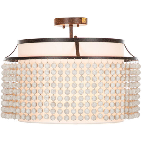 Joanna 2 Light 20.75 inch Venetian Rust / Distressed Ivory / Feather White Linen / White Acrylic Semi-Flush Mount Ceiling Light