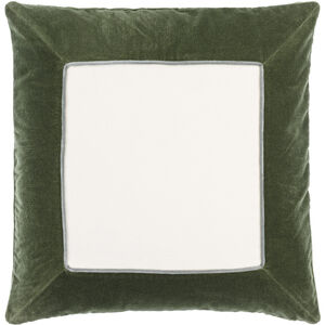 Squared 18 X 18 inch Off-White/Lunar Green/Light Silver Accent Pillow