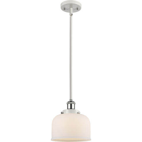 Ballston Large Bell LED 8 inch White and Polished Chrome Pendant Ceiling Light in Matte White Glass