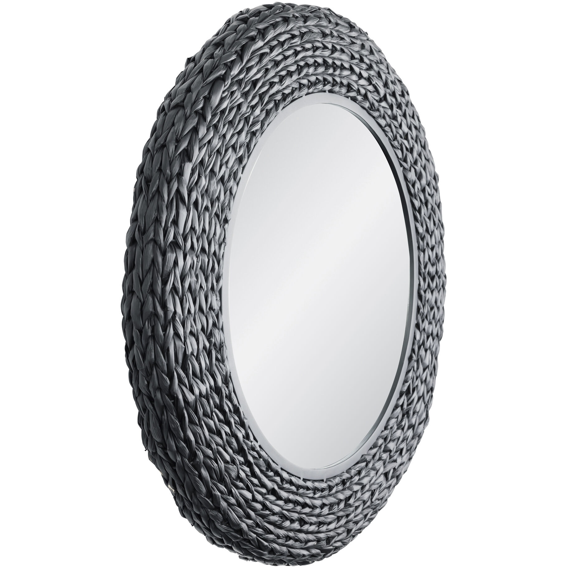 Athena 30.25 X 30.25 inch Matte Black with Black Seagrass Wall Mirror