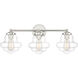 Vintage 3 Light 26 inch Polished Nickel Bathroom Vanity Light Wall Light