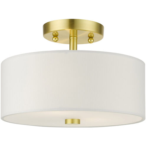 Meridian 2 Light 11 inch Satin Brass Semi Flush Ceiling Light