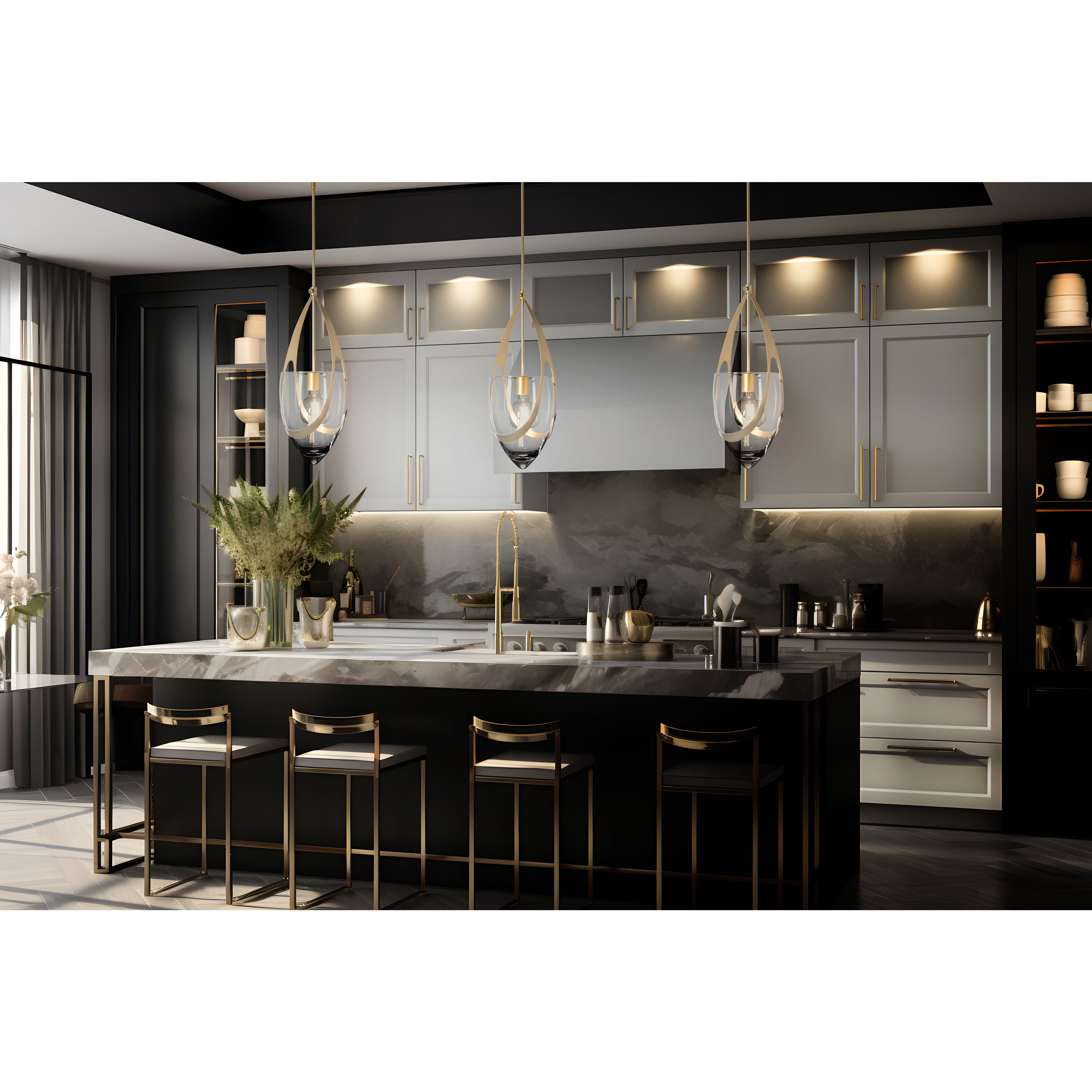 Vaso 1 Light 10.9 inch Modern Brass Pendant Ceiling Light