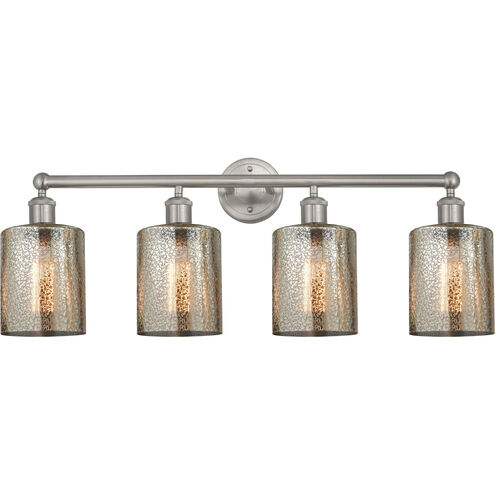 Edison Cobbleskill 4 Light 32 inch Brushed Satin Nickel Bath Vanity Light Wall Light in Mercury Glass