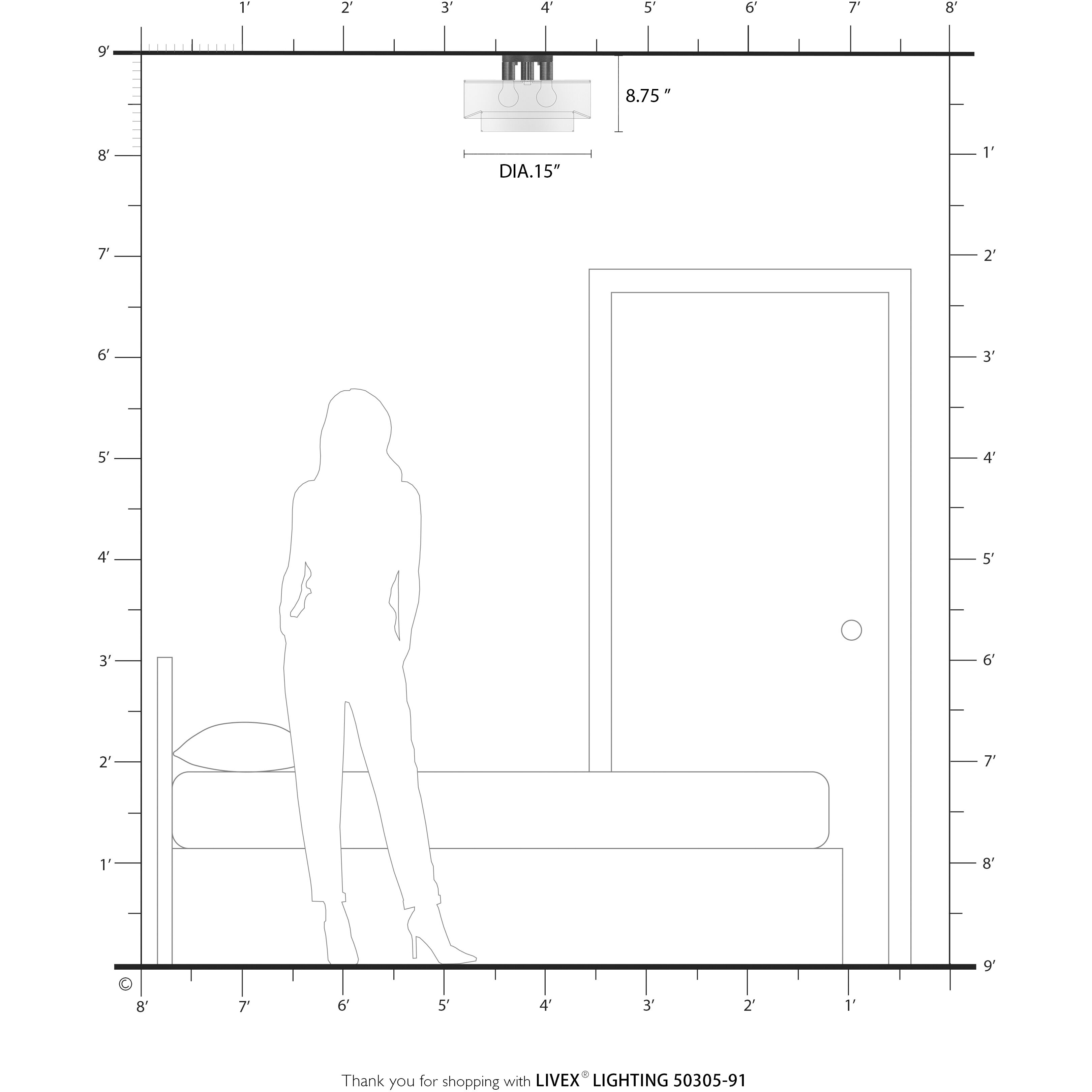 Manorwood 3 Light 15 inch Brushed Nickel Semi-Flush Ceiling Light