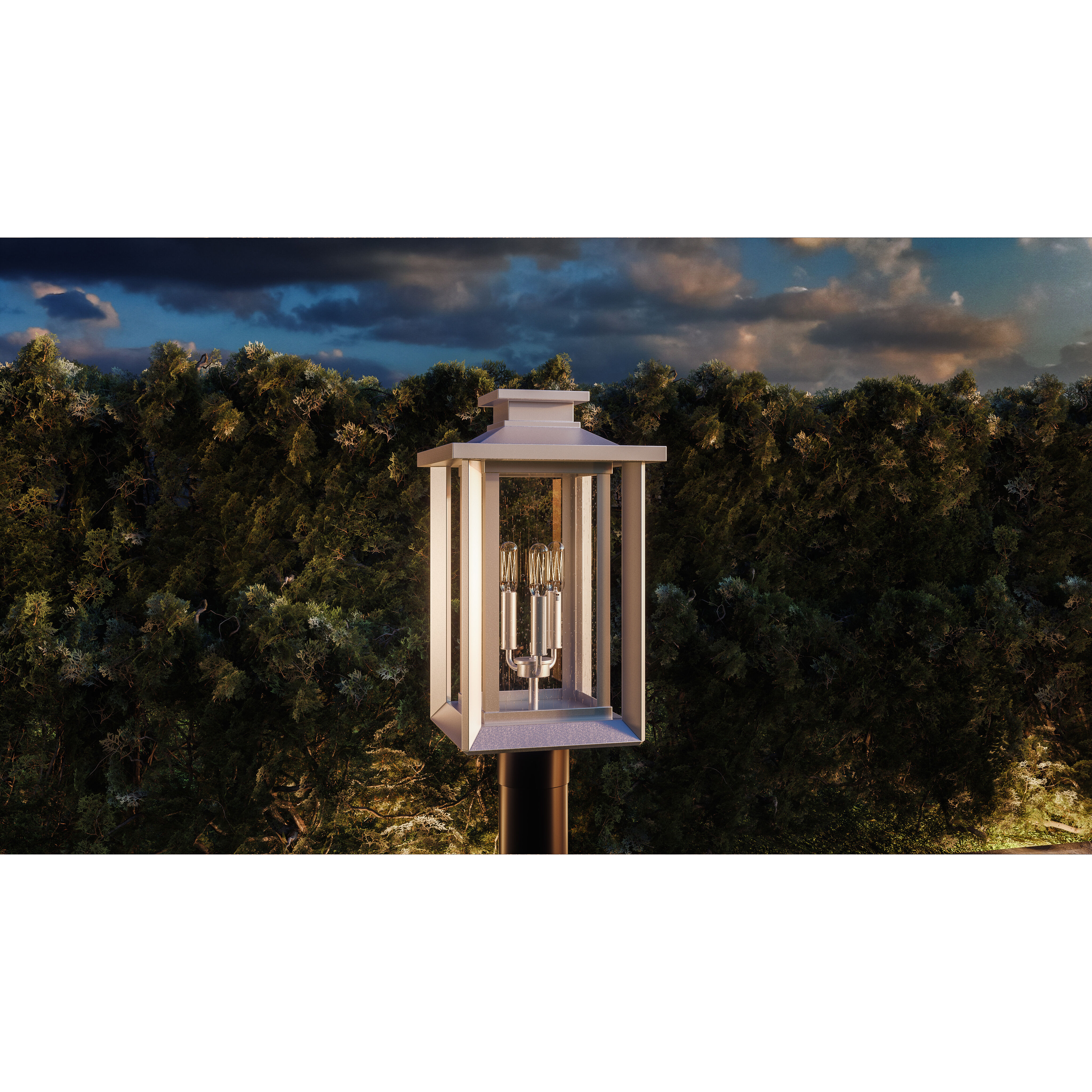 Wakefield 3 Light 19 inch White Lustre Outdoor Post Lantern