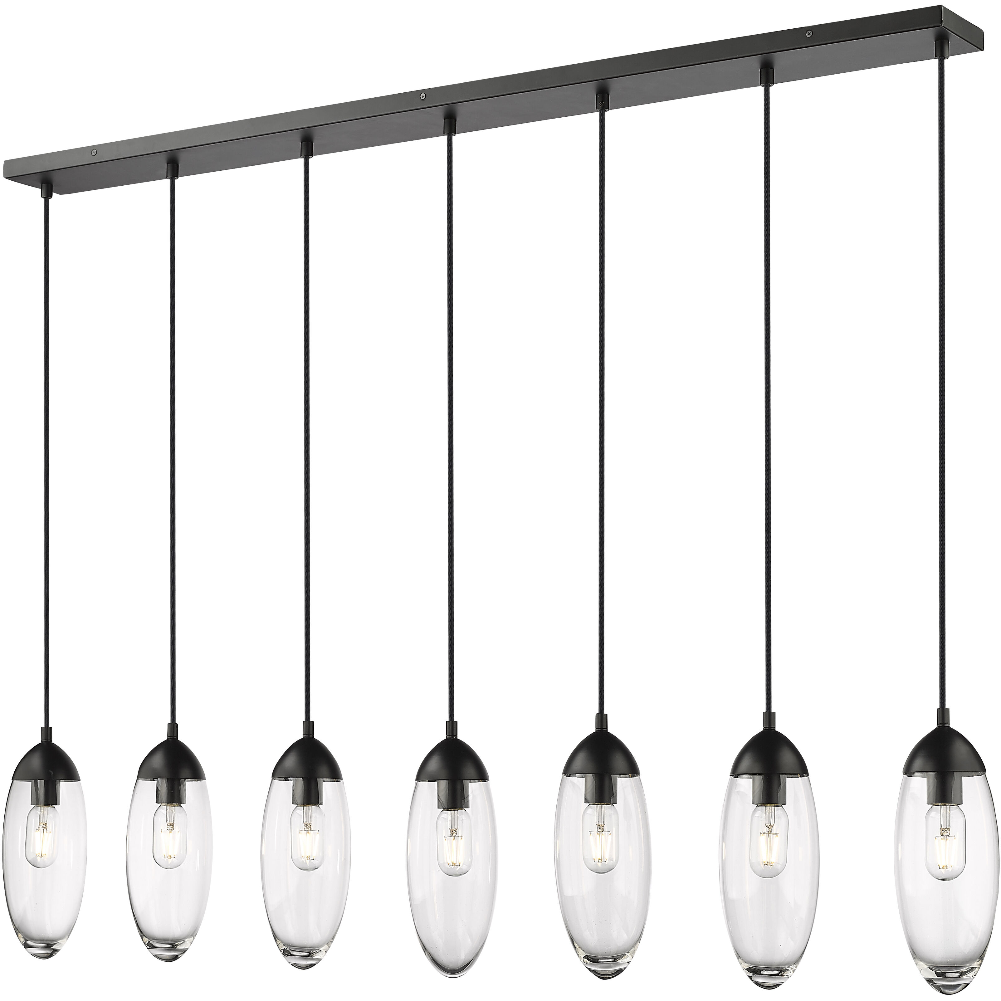 Arden 7 Light 54 inch Matte Black Linear Chandelier Ceiling Light