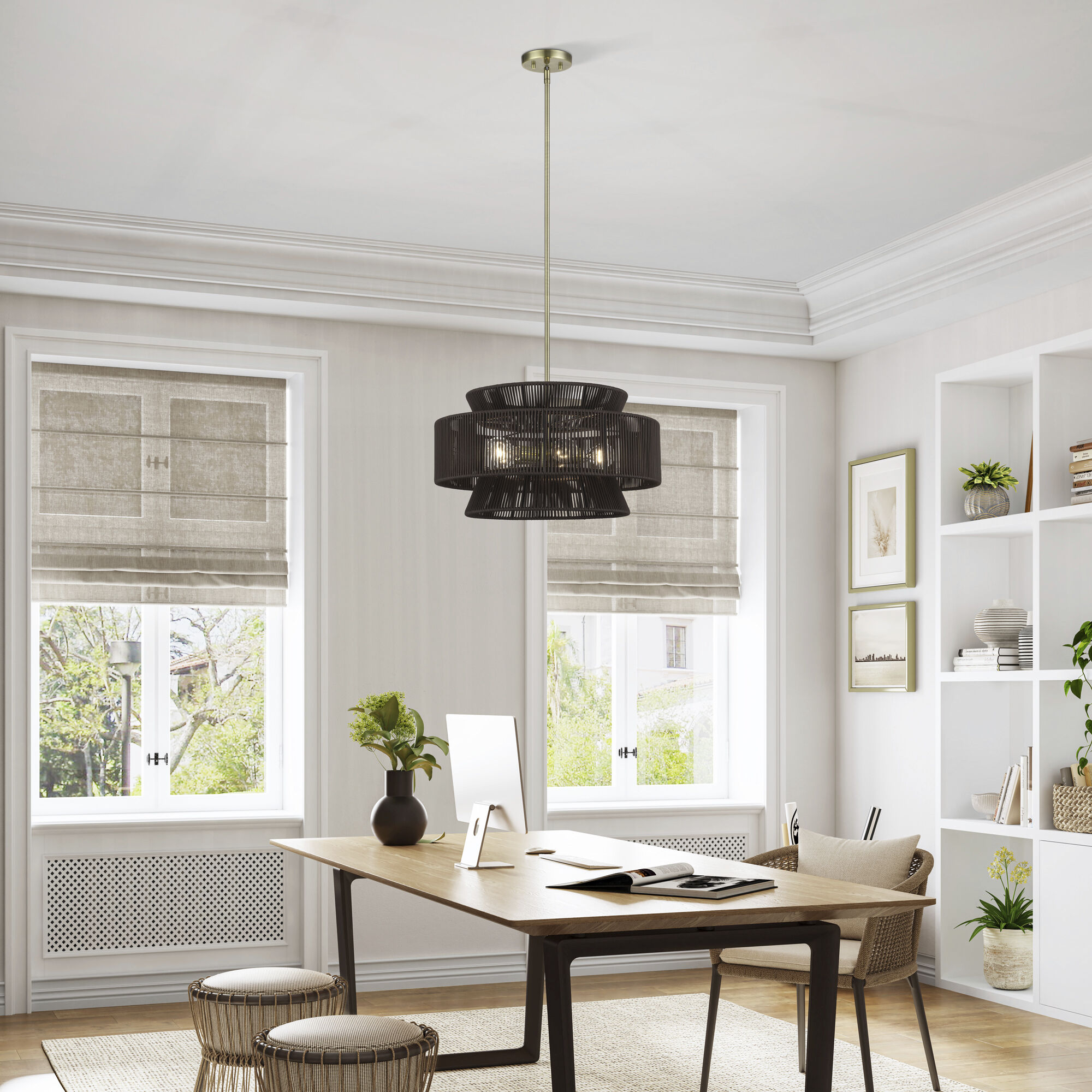 Florell 5 Light 22 inch Antique Brass Pendant Chandelier Ceiling Light