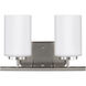 Oslo 2 Light 12.5 inch Brushed Nickel Wall Bath Fixture Wall Light