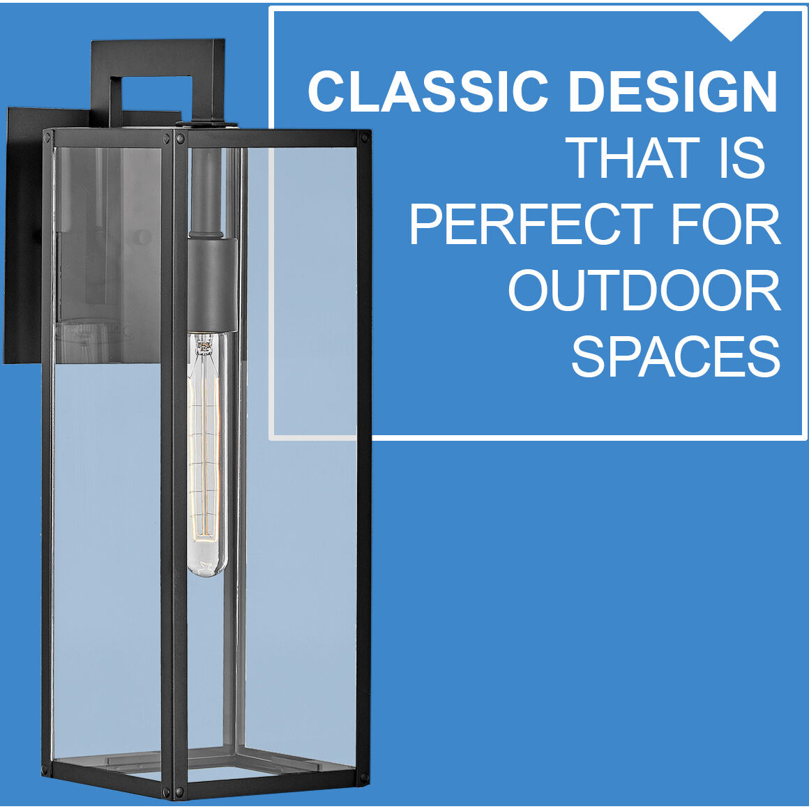 Max Outdoor Wall Mount Lantern in Black, Non-LED