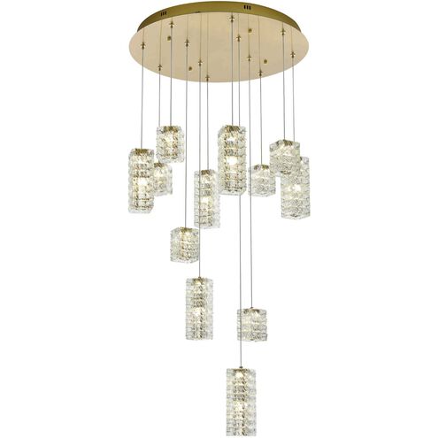 Aston 12 Light 28 inch Satin Gold Pendant Ceiling Light