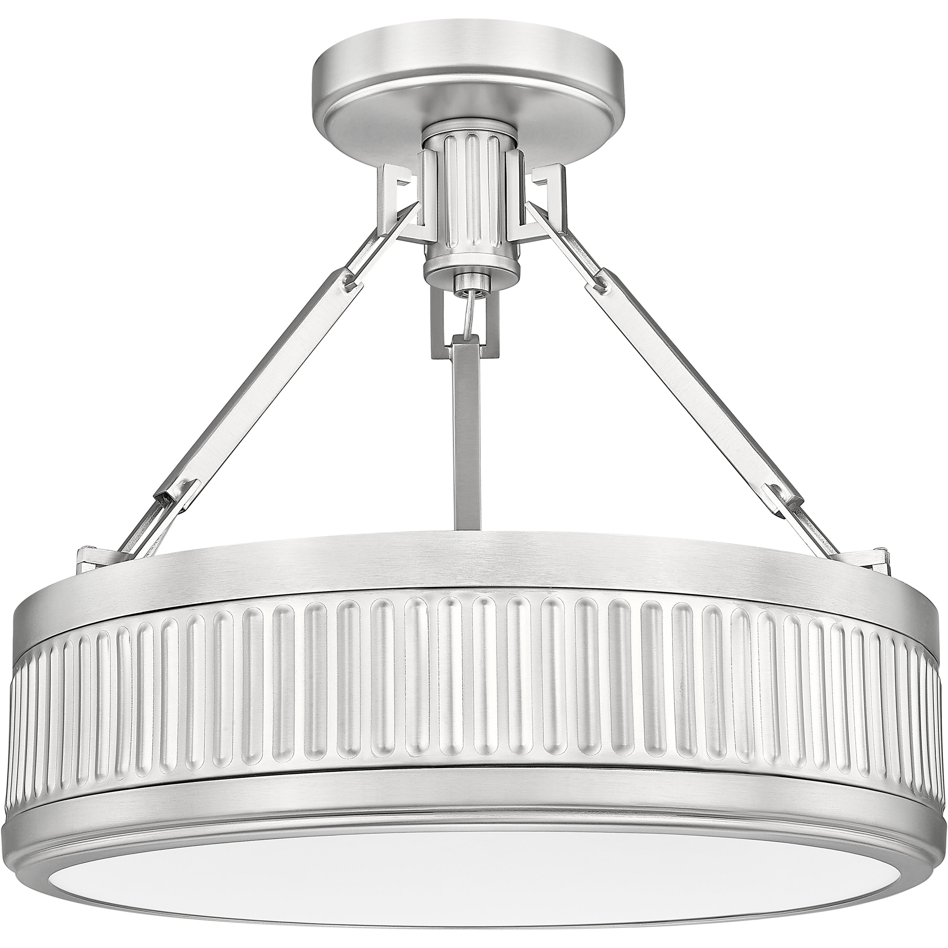 Quinn LED 15 inch Satin Nickel Semi Flush Mount Ceiling Light