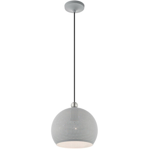 Dublin 1 Light 10 inch Nordic Gray with Brushed Nickel Accents Pendant Ceiling Light