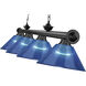 Cordon 4 Light 81.25 inch Matte Black Billiard Ceiling Light in Dark Blue Acrylic