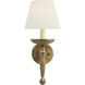 Chapman & Myers Iron Torch 1 Light 8 inch Gilded Iron Sconce Wall Light in Linen