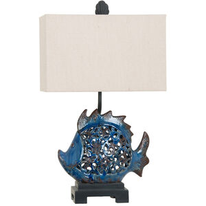 Scales 27 inch 100 watt Dark Turquoise Blue and Black Table Lamp Portable Light, with Nightlight