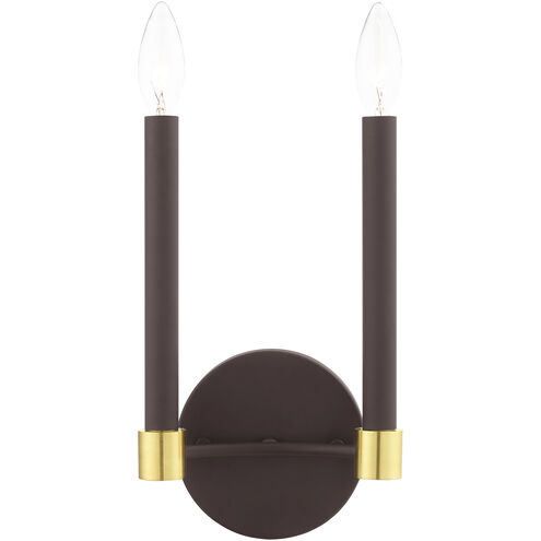Karlstad 2 Light 7 inch Bronze with Satin Brass Accents ADA Sconce Wall Light