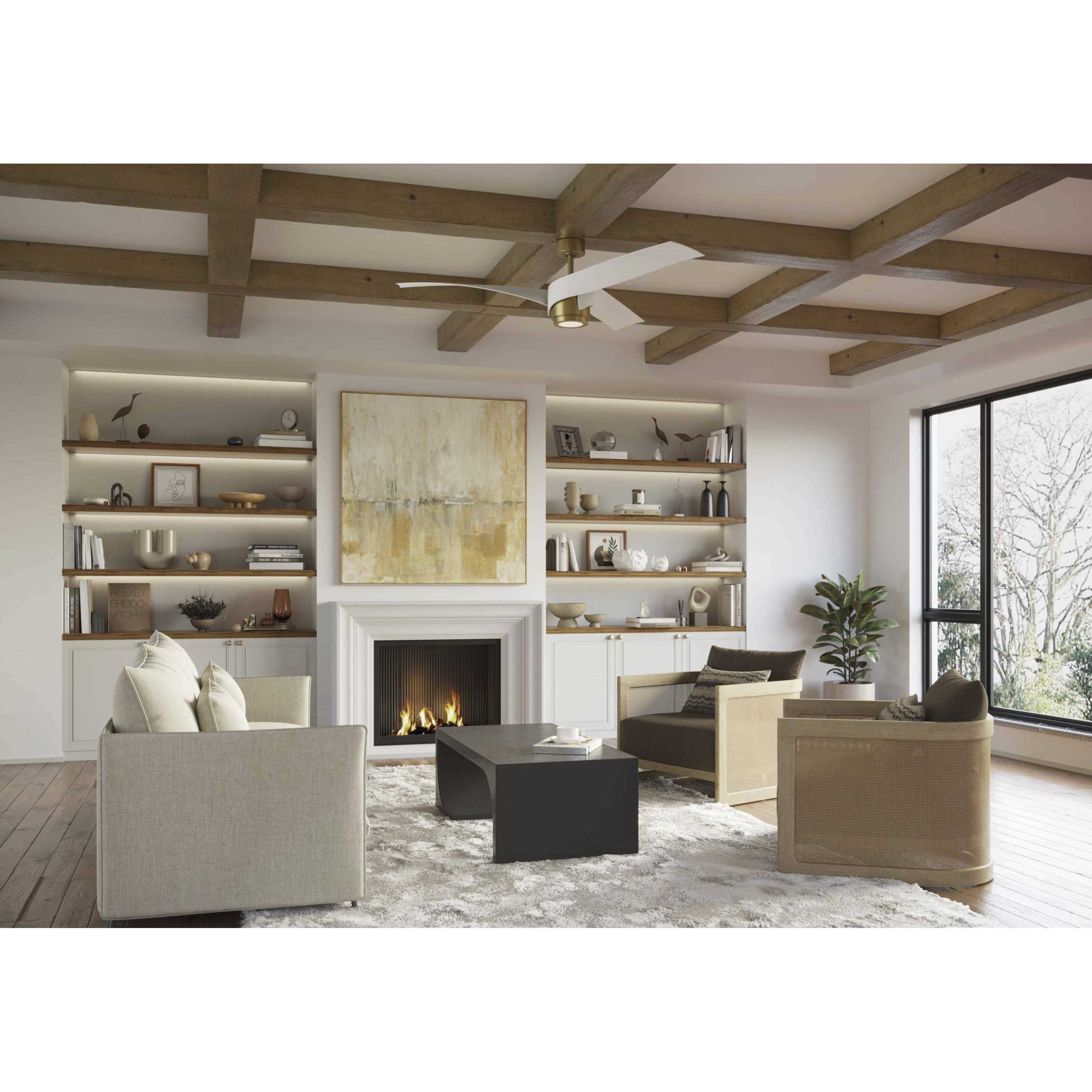 Insigna 60 inch Vintage Brass with Matte White Blades Ceiling Fan