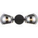 Alora Mood Willow 2 Light 16.75 inch Matte Black Bath Vanity Light Wall Light in Smoke Glass