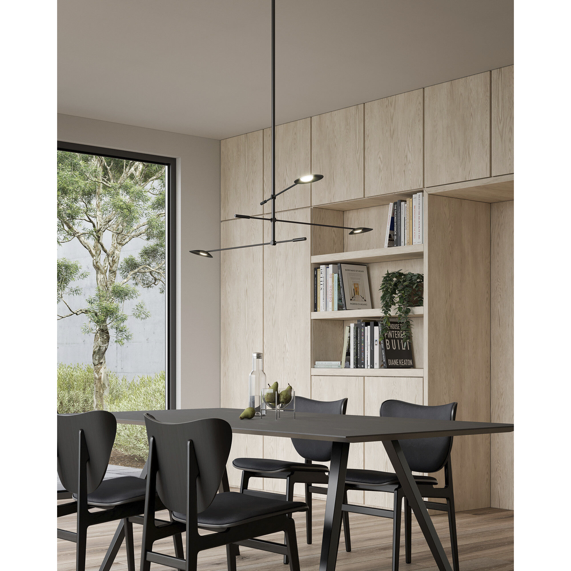 Rotaire LED 32.5 inch Black Chandelier Ceiling Light