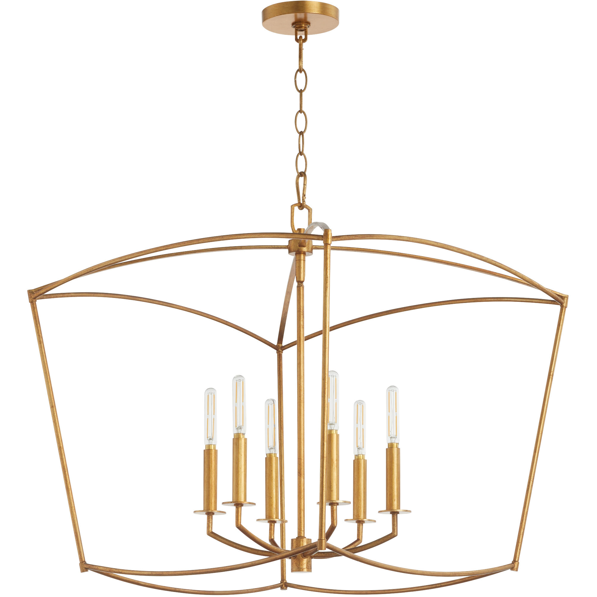 Mantle 6 Light 23.25 inch Gold Leaf Pendant Ceiling Light