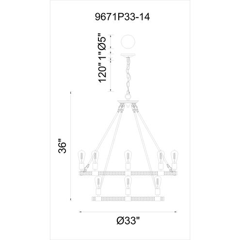 Ganges 14 Light 33 inch Black Up Chandelier Ceiling Light