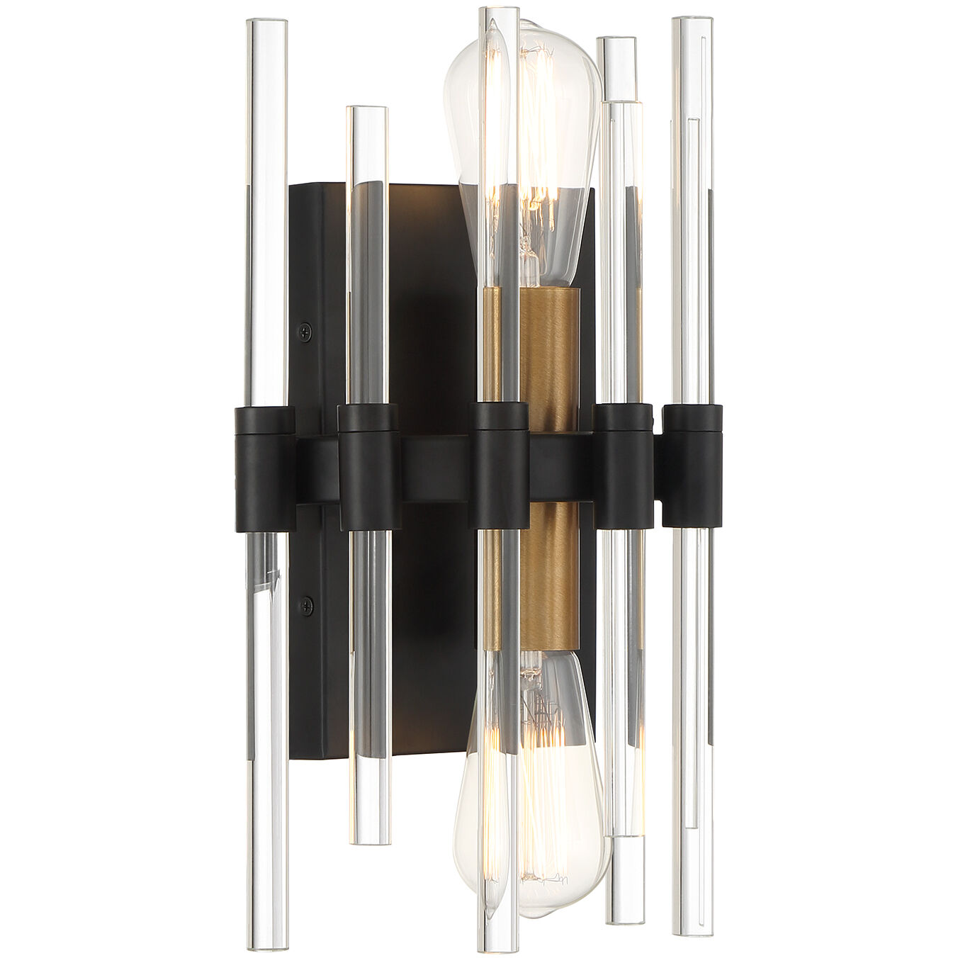 Santiago 2 Light 8 inch Black with Warm Brass Accents Wall Sconce Wall Light