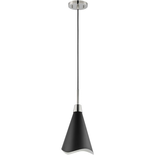 Tango 1 Light 15 inch Matte Black/Polished Nickel Pendant Ceiling Light