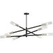 Wand 8 Light 47.5 inch Matte Black and Aged Brass Pendant Ceiling Light