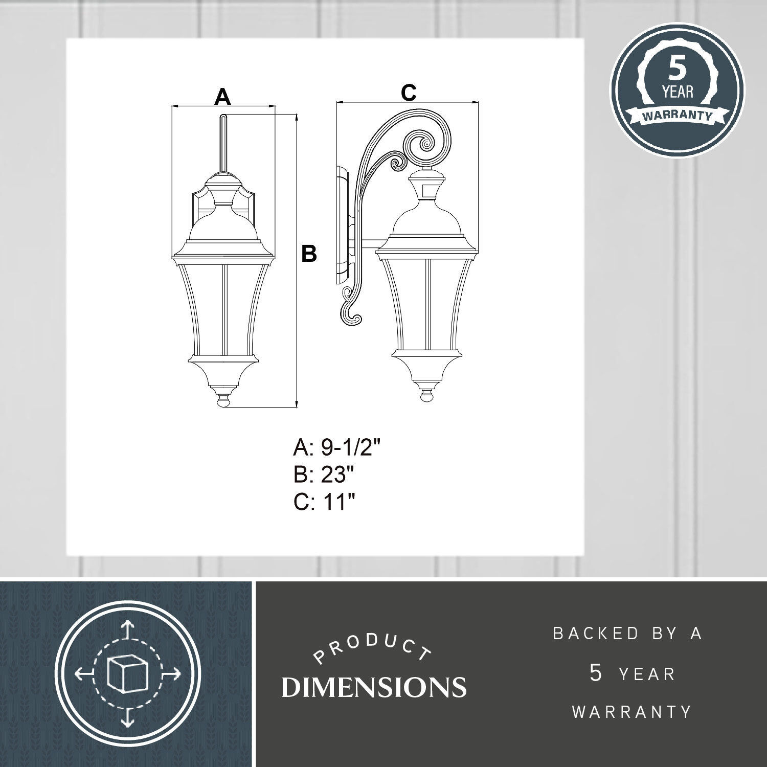 Aberdeen Shiny Black Outdoor Motion Sensor