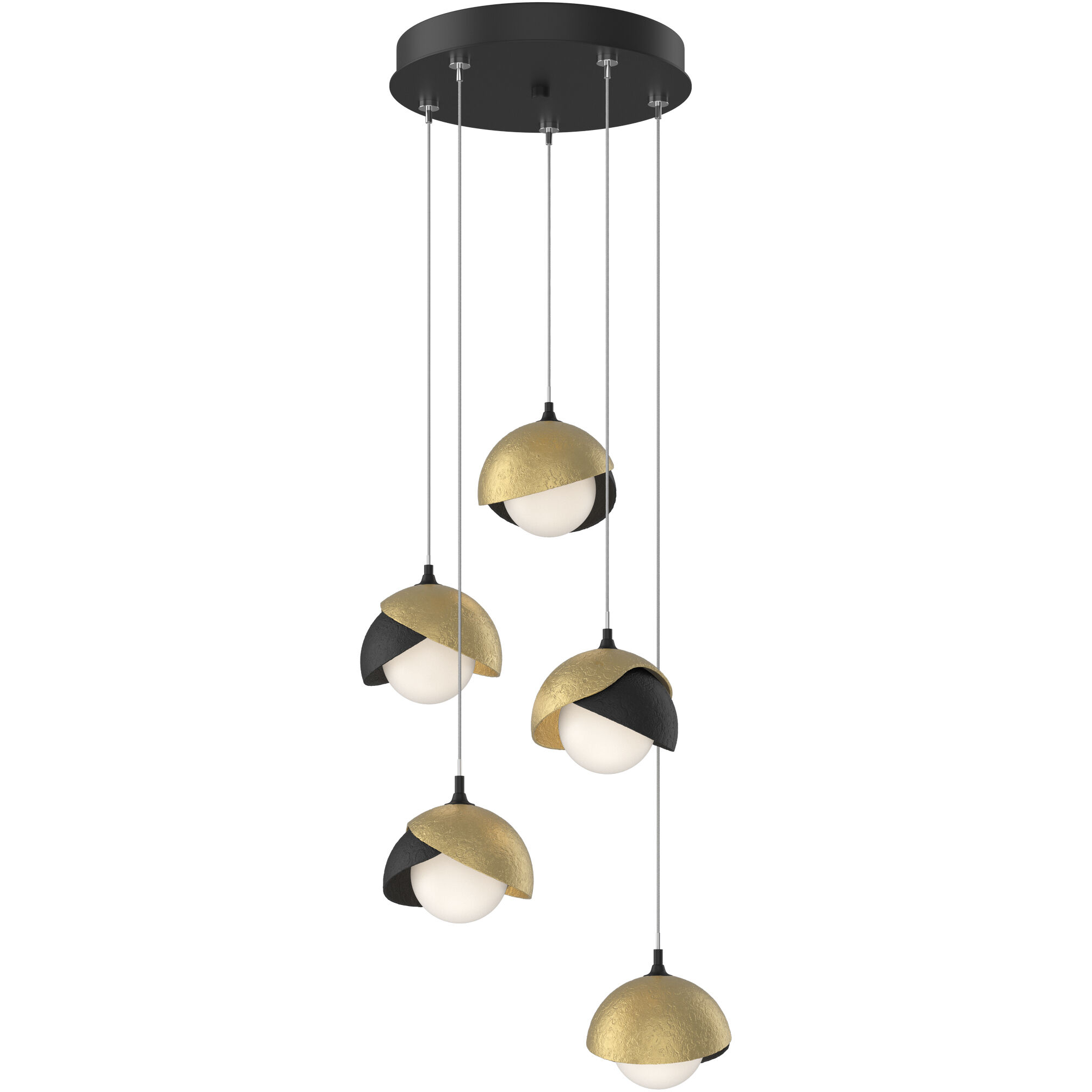 Brooklyn 5 Light 16 inch Black and Modern Brass Pendant Ceiling Light in Black/Modern Brass