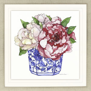 Pretty Petals Pink and Blue and Green and White Framed Art