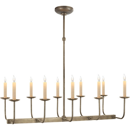 Chapman & Myers Linear Branched 10 Light 35 inch Antique Nickel Linear Chandelier Ceiling Light in (None)