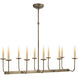 Chapman & Myers Linear Branched 10 Light 35 inch Antique Nickel Linear Chandelier Ceiling Light in (None)