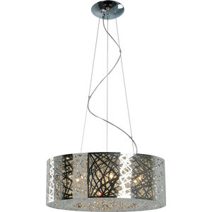Inca LED 23.5 inch Polished Chrome Multi-Light Pendant Ceiling Light in Clear/White, With Bulb 